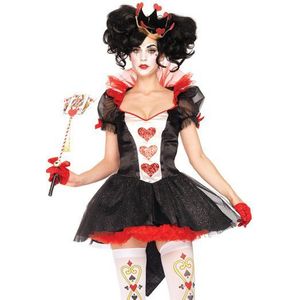 Carnaval Harten Koningin Kostuum - Rood - Maat XL - Carnaval