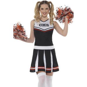 Carnaval Zwart Cheerleader Jurkje - Zwart - Maat XS - Carnaval