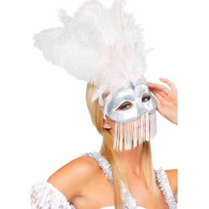 Carnaval Beaded Masquerade Masker - Grijs
