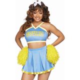 Carnaval Cheerleader Squad Kostuum - Licht Blauw - Maat M/L - Carnaval