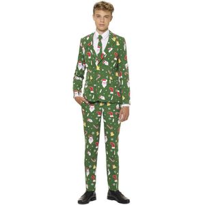 Carnaval Opposuits Teen Boys SantaBoss - Groen - Maat 134/140