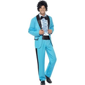 Carnaval 80's Prom King Kostuum - Blauw - Maat M - Carnaval