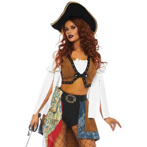 Carnaval Piraten Pak/Kostuum Dames - Bruin - Maat L - Carnaval