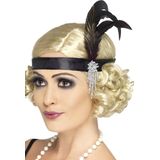 Carnaval Satin Charleston Hoofdband - Zwart