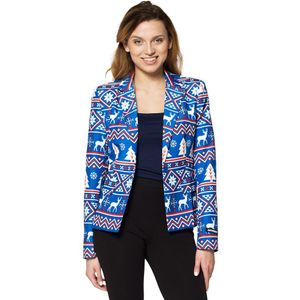 Carnaval Dames Kerst Colbert Kostuum - Blauw - Maat M