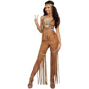 Carnaval Hippie Indianen Pak/Kostuum - Bruin - Maat XL - Carnaval