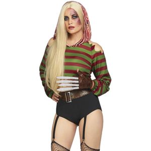 Carnaval Freddy Krueger Pak/Kostuum Dames - Groen / Rood - Maat S - Carnaval