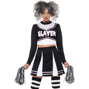 Carnaval Slayer Gothic Cheerleader Pak/Kostuum - Zwart - Maat M - Carnaval