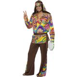 Carnaval Hippie Man Kostuum - Bruin - Maat M - Carnaval