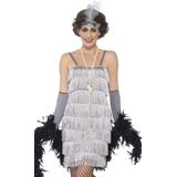 Carnaval Flapper Costume Silver Kostuum - Zilver - Maat L - Carnaval