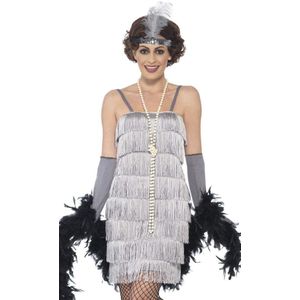 Carnaval Flapper Costume Silver Kostuum - Zilver - Maat L - Carnaval
