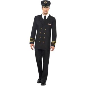 Carnaval Marine Officier Kostuum - Zwart - Maat L - Carnaval