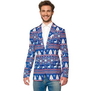 Carnaval Kerst Colbert Kostuum - Blauw - Maat L