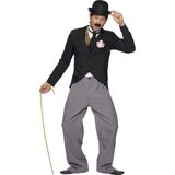 Carnaval Charlie Chaplin Kostuum - Zwart - Maat M - Carnaval