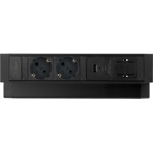 Ergopro Desk Up 2.0 - 2x 230V + USB-A/C charger & 2x keystone zwart | stekkerdoos stekkerblok stopcontact  inbouw bureau  usb overspanningsbeveiliging