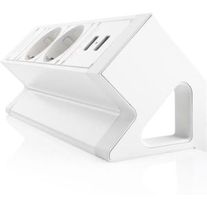 Ergopro Desk Up 2.0 - 2x 230V, 2x USB charger - Wit | stekkerdoos stekkerblok stopcontact  inbouw bureau  usb overspanningsbeveiliging