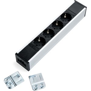 Ergopro Stekkerblok 4-weg stekerbaar plug & play | stekkerdoos stekkerblok stopcontact  inbouw bureau  usb overspanningsbeveiliging