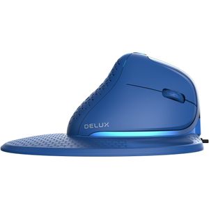 Delux Seeker met display draadloos rechtshandig blauw | ergo ergonomische muis draadloos bluetooth computermuis bedraad