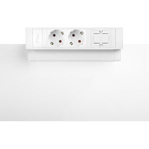 Ergopro Desk up 2.0 - 2x 230V & 2x keystone wit | stekkerdoos stekkerblok stopcontact  inbouw bureau  usb overspanningsbeveiliging