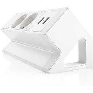 Ergopro Desk Up 2.0 - 2x 230V, 2x USB charger - Wit | stekkerdoos stekkerblok stopcontact  inbouw bureau  usb overspanningsbeveiliging