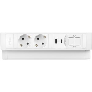 Ergopro Desk Up 2.0 - 2x 230V + USB-A/C charger & 2x keystone wit | stekkerdoos stekkerblok stopcontact  inbouw bureau  usb overspanningsbeveiliging