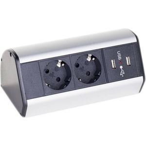 Gotessons Office Power Dock USB stekkerdoos bureau - 2x stroom en 2x USB charger | stekkerdoos stekkerblok stopcontact  inbouw bureau  usb