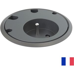Powerdot Power penaarde BE/FR (UTE) met 4x kabeldoorvoer zwart | stekkerdoos stekkerblok stopcontact  inbouw bureau  usb overspanningsbeveiliging