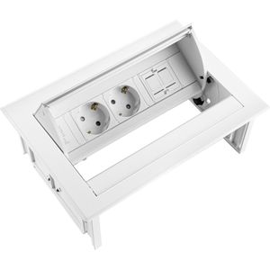 Ergopro Desk In - 2x power & 2x keystone wit | stekkerdoos stekkerblok stopcontact  inbouw bureau  usb overspanningsbeveiliging spanningsbeveiliging