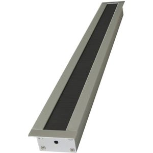 Aluminium kabeldoorvoer met rechte hoeken smal zwart - 45 x 427 x 20 mm | bureau kabels draden snoeren computerkabels wegwerken opbergen tv draden