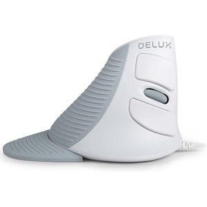 Delux Wow Grip Mouse bedrade rechtshandige ergonomische muis - wit | ergo ergonomische muis draadloos bluetooth computermuis bedraad