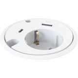 Powerdot Power met USB-A charger en USB-C Ø79 mm wit | stekkerdoos stekkerblok stopcontact  inbouw bureau  usb overspanningsbeveiliging