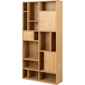 Lisomme Maarten houten boekenkast naturel - 90 x 180 cm