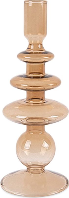 Present Time - Art Rings - Glazen Kaarsenhouder - Zandbruin - Large