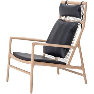 Gazzda Dedo lounge chair whitewash eiken - dakar leather black zitting