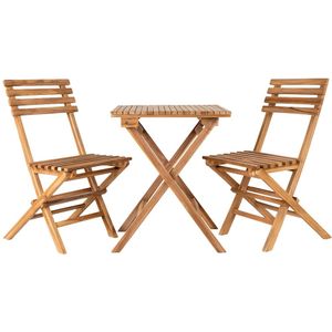 Artichok Lenneke Houten Bistroset Naturel - Teakhout - Set van 2 Tuinstoelen + Tuintafel - Balkonset
