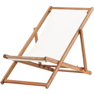 Nest outdoor Eileen houten strandstoel naturel met witte zitting