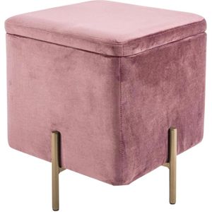 Leitmotiv Snog velvet poef roze - 45 x 47 cm