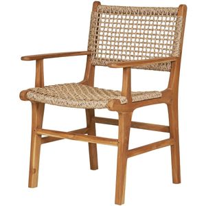 Artichok Elodie houten tuinstoel naturel met rotan - met armleuningen