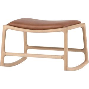 Gazzda Dedo footstool - whitewash voetenbank met dakar leather whisky