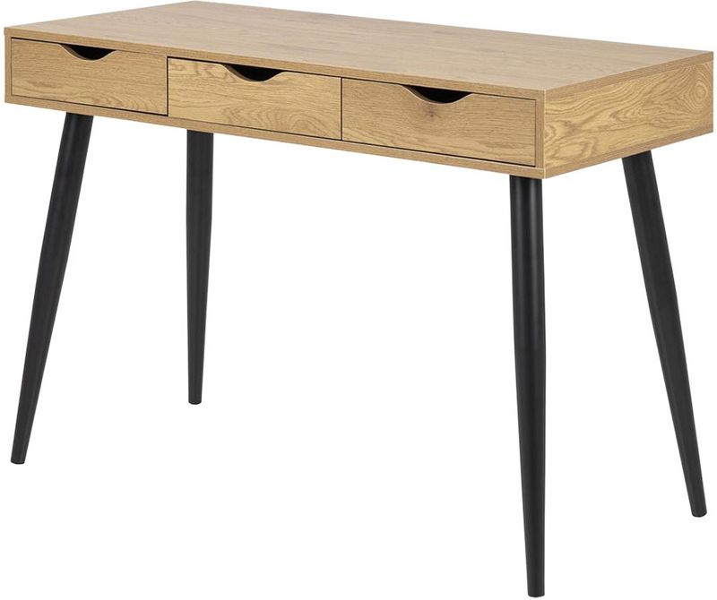 Lisomme Keet houten bureau naturel - met 3 lades - 110 x 50 cm