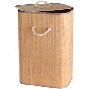 Lisomme Willem opvouwbare bamboe wasmand met deksel naturel - 40 x 30 cm