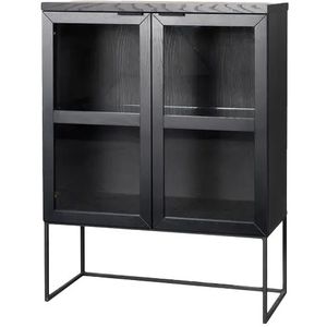 Rowico - Everett - Vitrinekast - Zwart - Hout - Industrieel