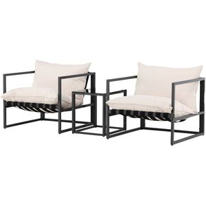 Nest - Ebba - Loungeset - Zwart - 3 Delig - Inclusief Zitkussens
