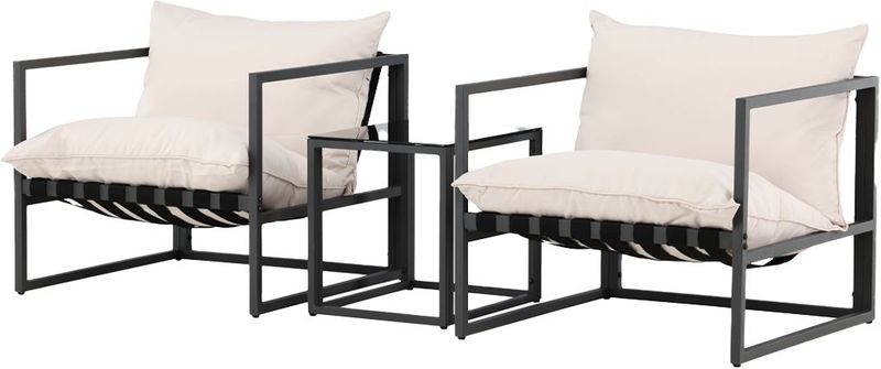 Nest - Ebba - Loungeset - Zwart - 3 Delig - Inclusief Zitkussens