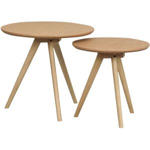 Rowico Home Yumi houten bijzettafels naturel - set van 2 - Ø 50 cm