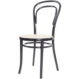 Fameg Vienna Thonet No. 14 houten bistrostoel zwart - met rotan zitting