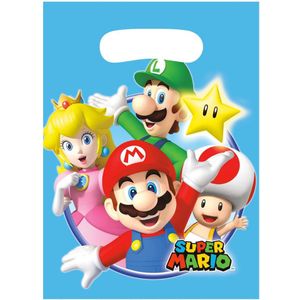 Super Mario verjaardag traktaties feestzakjes/cadeauzakjes/snoepzakjes/uitdeelzakjes - 8x stuks - Uitdeelzakjes