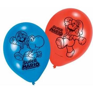 Super Mario thema ballonnen 6x stuks