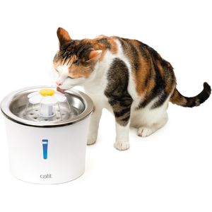 Catit Led Flower Fountain Rvs - Kattendrinkbak - Ø21x20 cm Wit