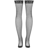 Lace top fishnet thigh high